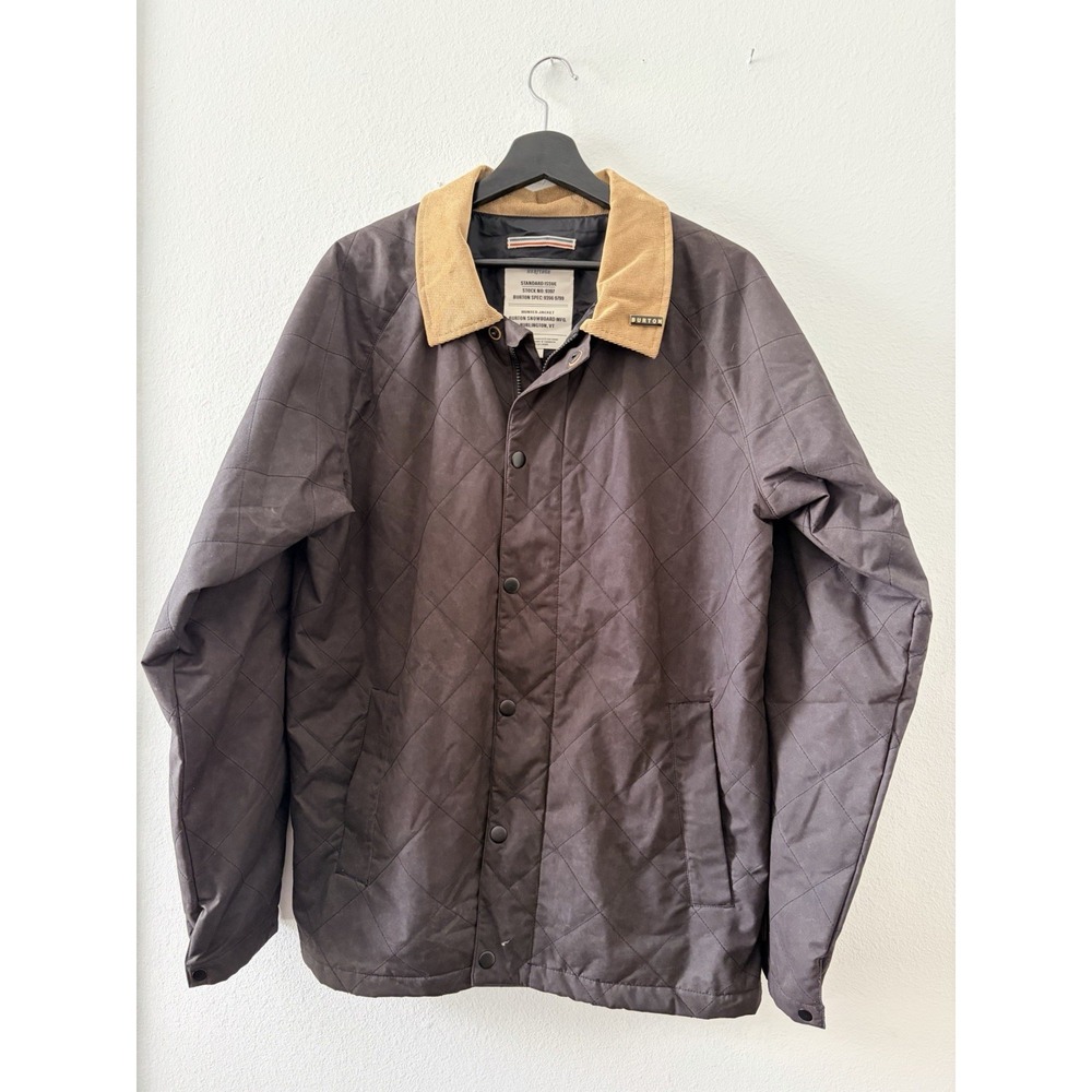 Burton Heritage Hunter Jacket Mens L Quilted Brown Corduroy Collar Barn Coat
